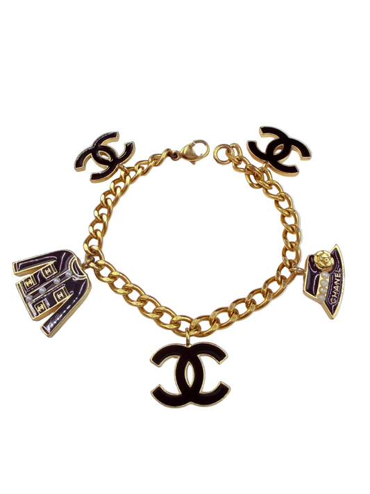 Rare Chanel Vintage Icon Charm Bracelet (Jacket / Hat / Camellia)