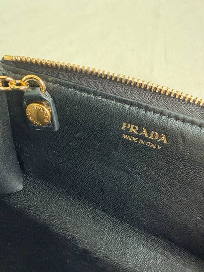Prada Compact Wallet Key Pouch Black Saffiano