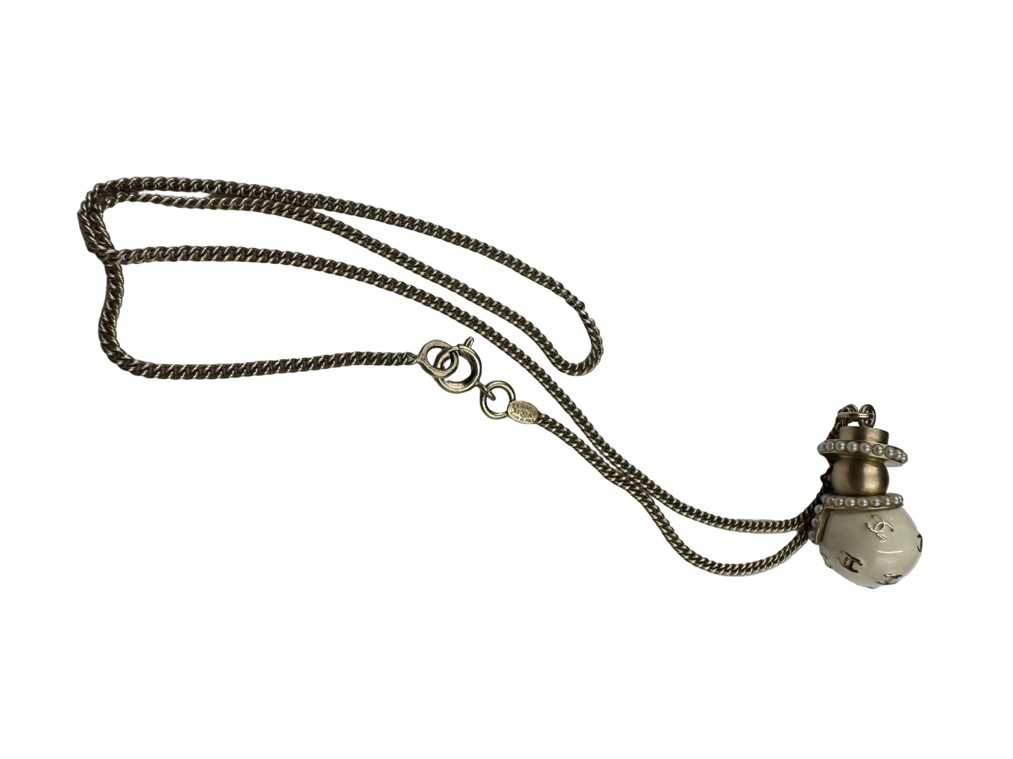 Extremely Rare Chanel c.2005 Snowman Pendant Necklace