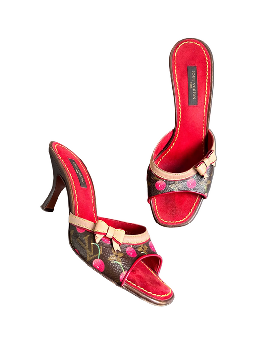 Rare 2005 Louis Vuitton Takashi Murakami Cherry Ribbon Mule Sandals
