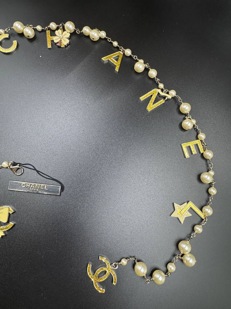 Rare Chanel 2007 Alphabet Logo Icon Charms Long Necklace / Belt