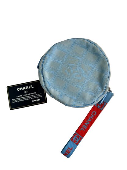Chanel Blue Travel Line Round Zip Pouch