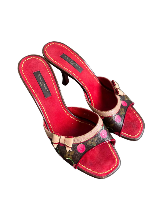 Rare 2005 Louis Vuitton Takashi Murakami Cherry Ribbon Mule Sandals