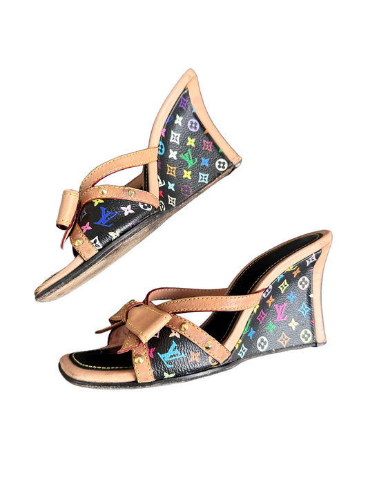 Louis Vuitton 2003 Takashi Murakami Ribbon Mules Heels