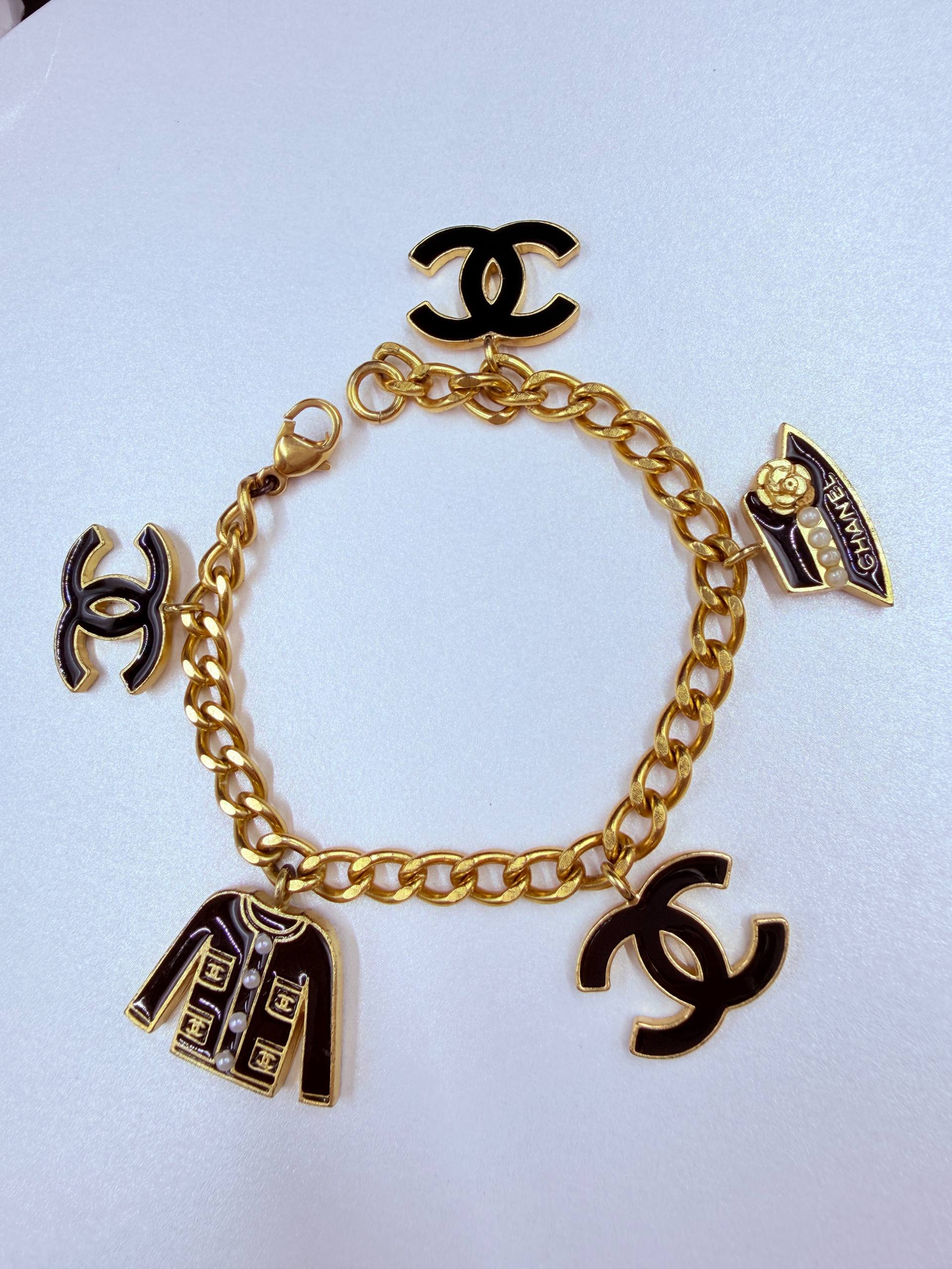Rare Chanel Vintage Icon Charm Bracelet (Jacket / Hat / Camellia)