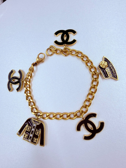 Rare Chanel Vintage Icon Charm Bracelet (Jacket / Hat / Camellia)