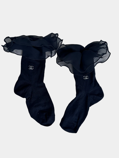 Chanel Crystal CC Ruffle Socks