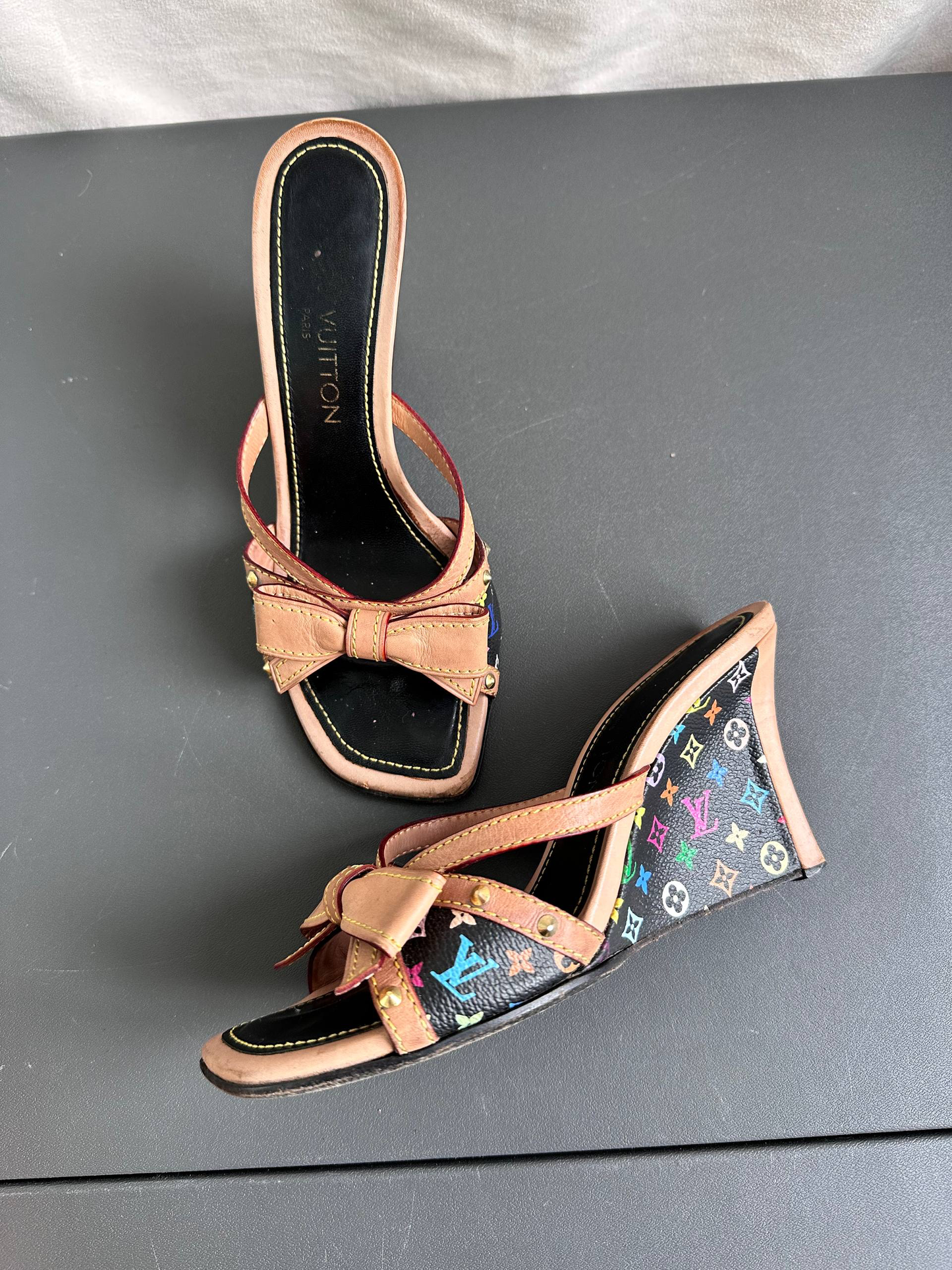 Louis Vuitton 2003 Takashi Murakami Ribbon Mules Heels