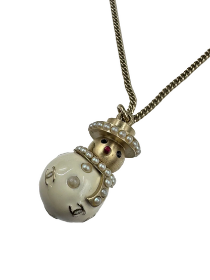 Extremely Rare Chanel c.2005 Snowman Pendant Necklace