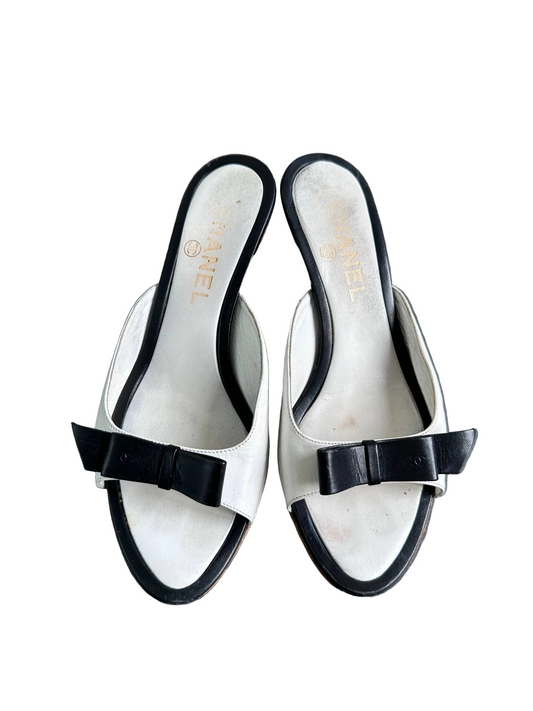 Chanel Vintage Ribbon Mules Heels