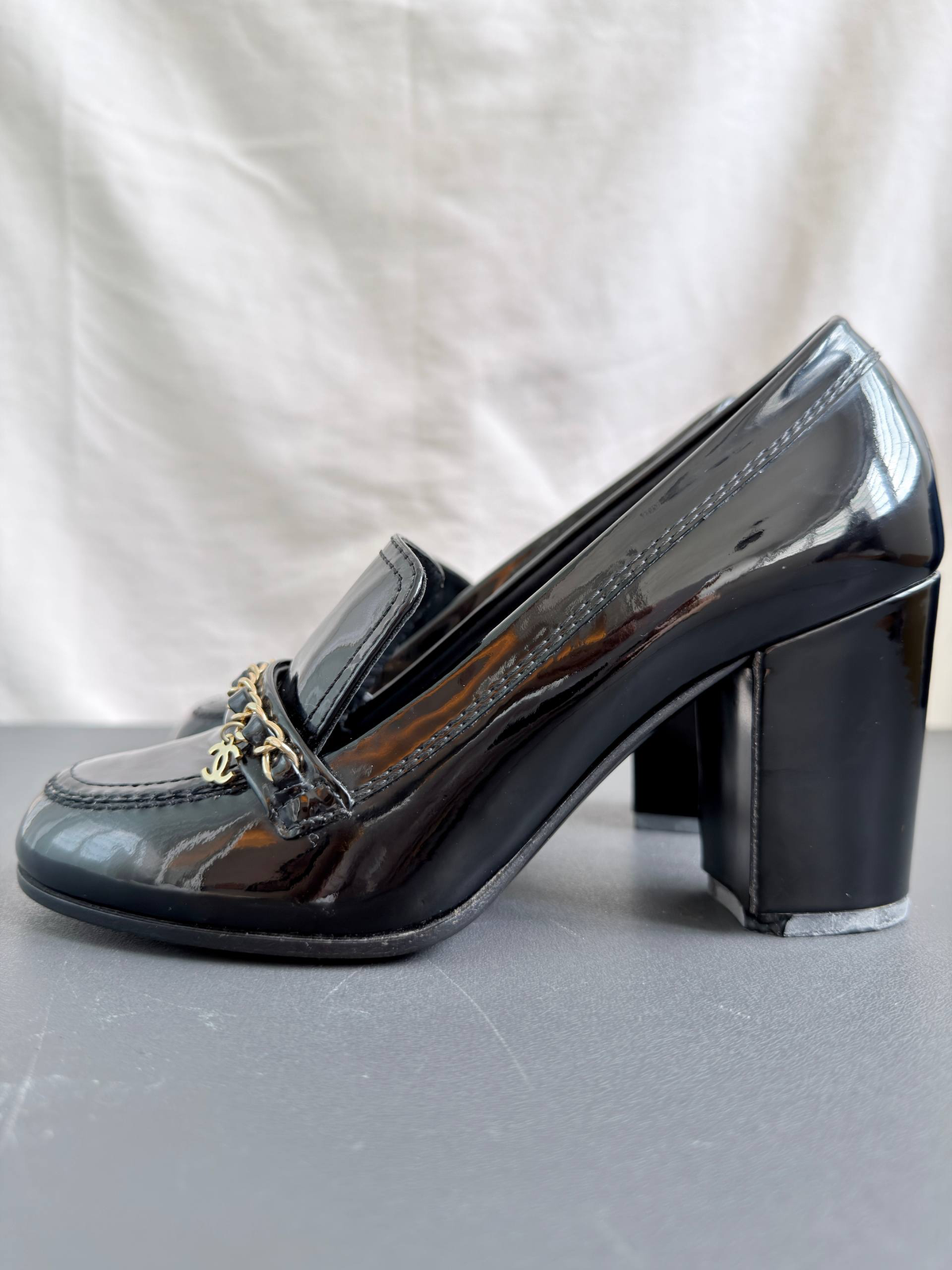 Chanel Black Chain Moccasins Loafers Pumps Heels