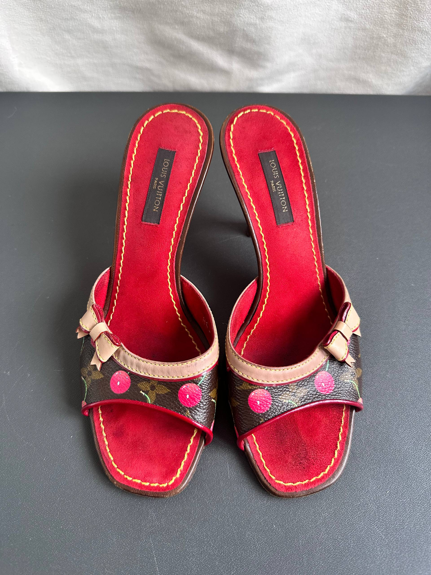 Rare 2005 Louis Vuitton Takashi Murakami Cherry Ribbon Mule Sandals