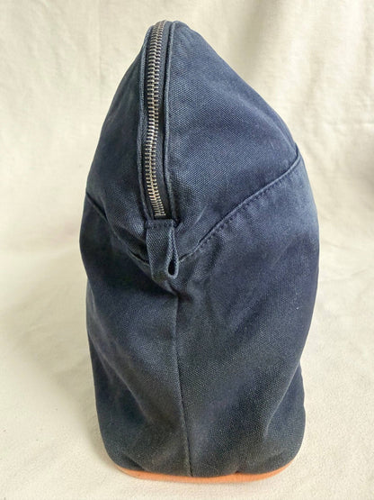 Hermes Medium Bolide Case Toiletry Pouch Navy