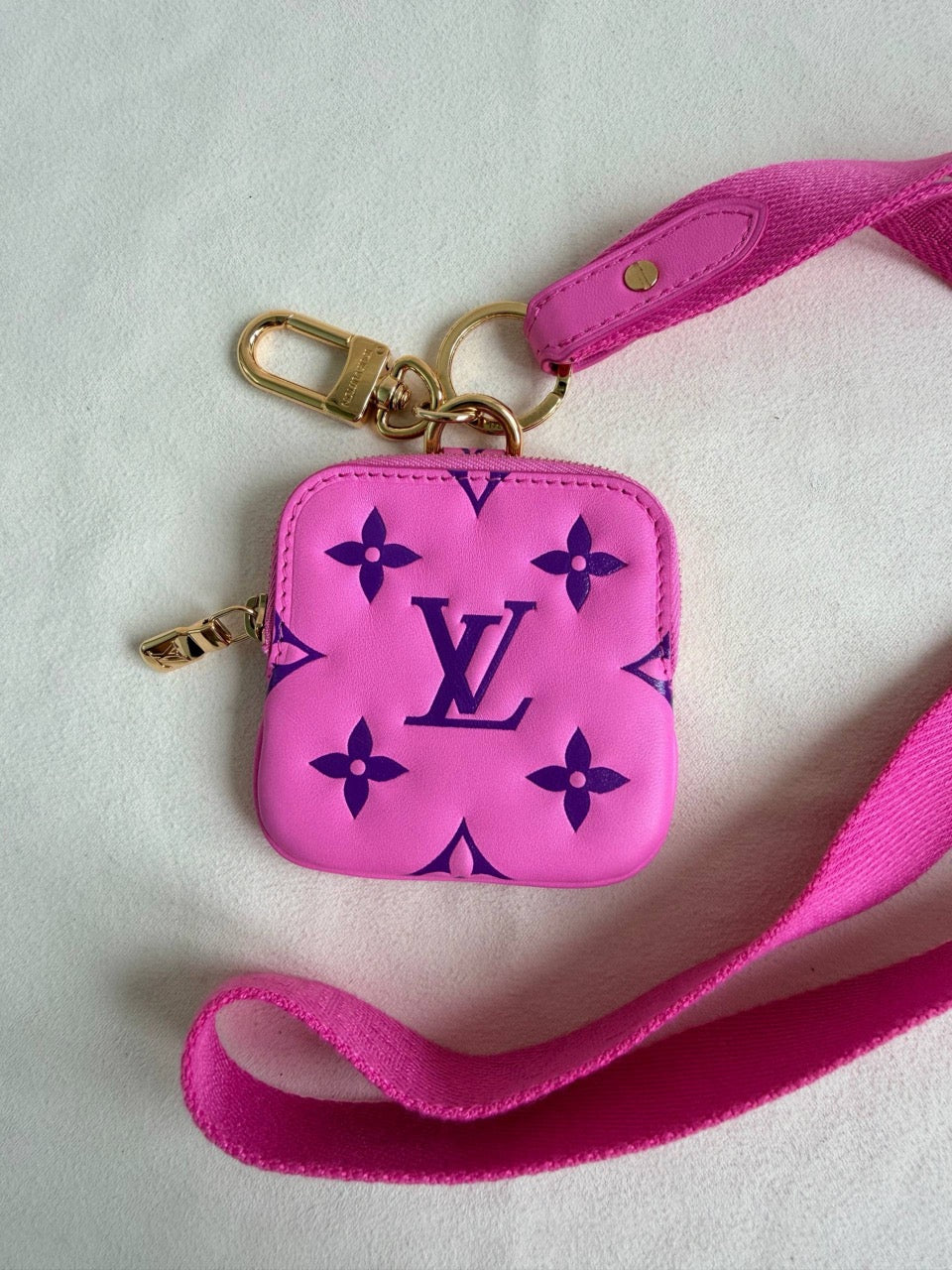 Louis Vuitton Multi Pochette Case Lanyard Pink Monogram
