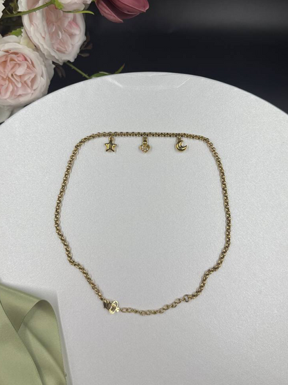 Rare Christian Dior Vintage Gold Plated Charm Necklace
