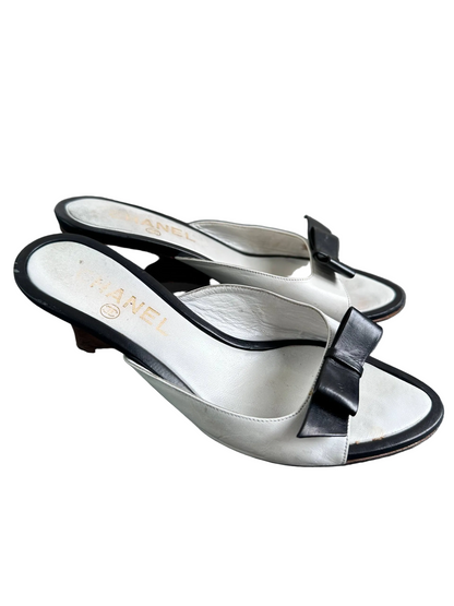 Chanel Vintage Ribbon Mules Heels