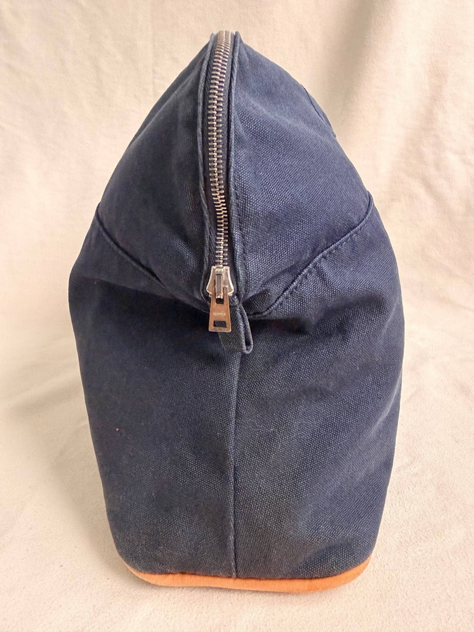 Hermes Medium Bolide Case Toiletry Pouch Navy