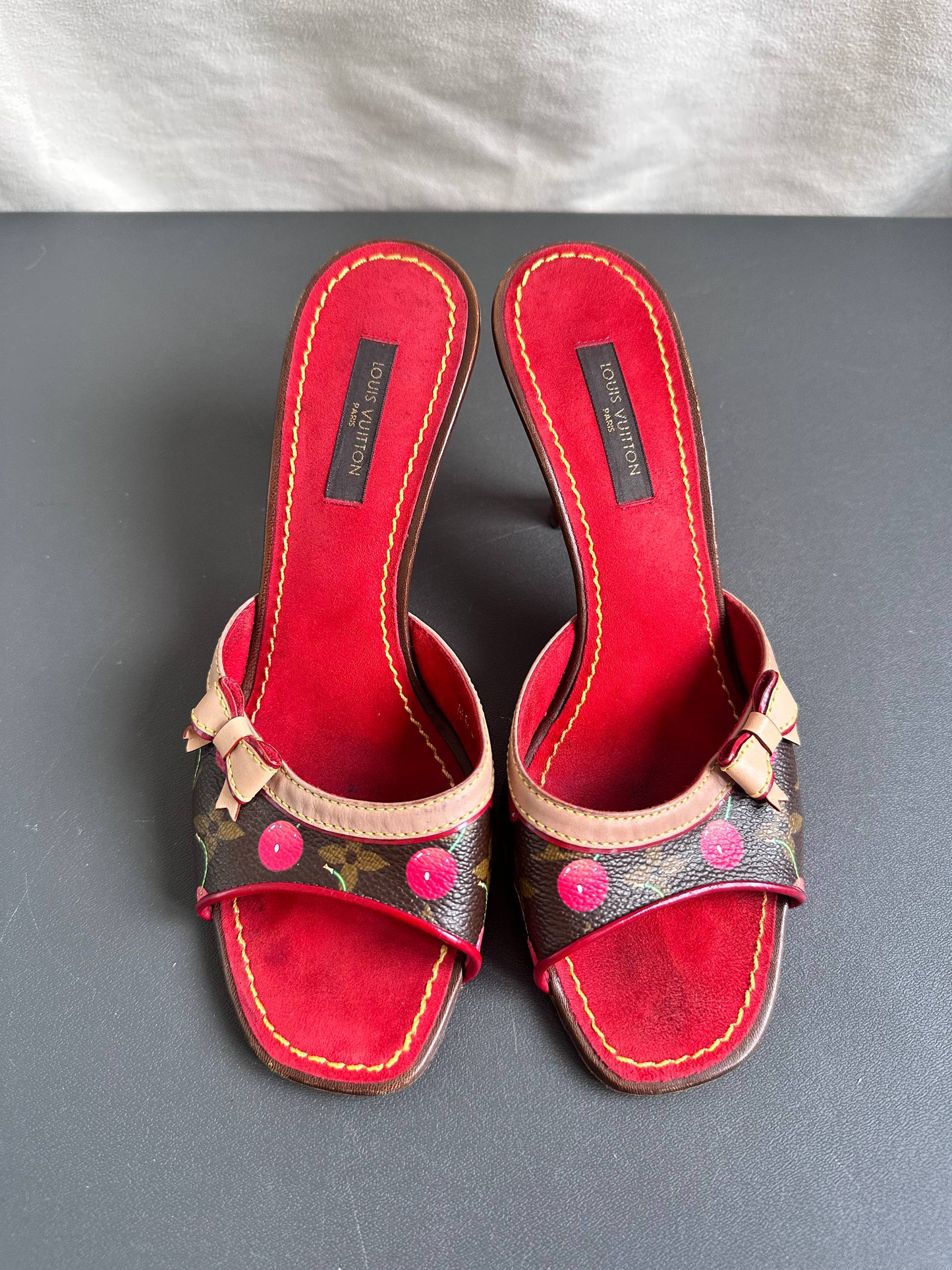 Rare 2005 Louis Vuitton Takashi Murakami Cherry Ribbon Mule Sandals