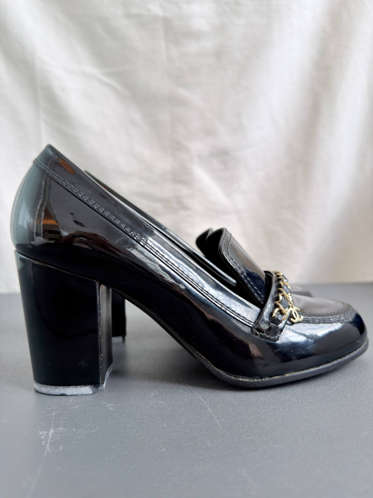 Chanel Black Chain Moccasins Loafers Pumps Heels