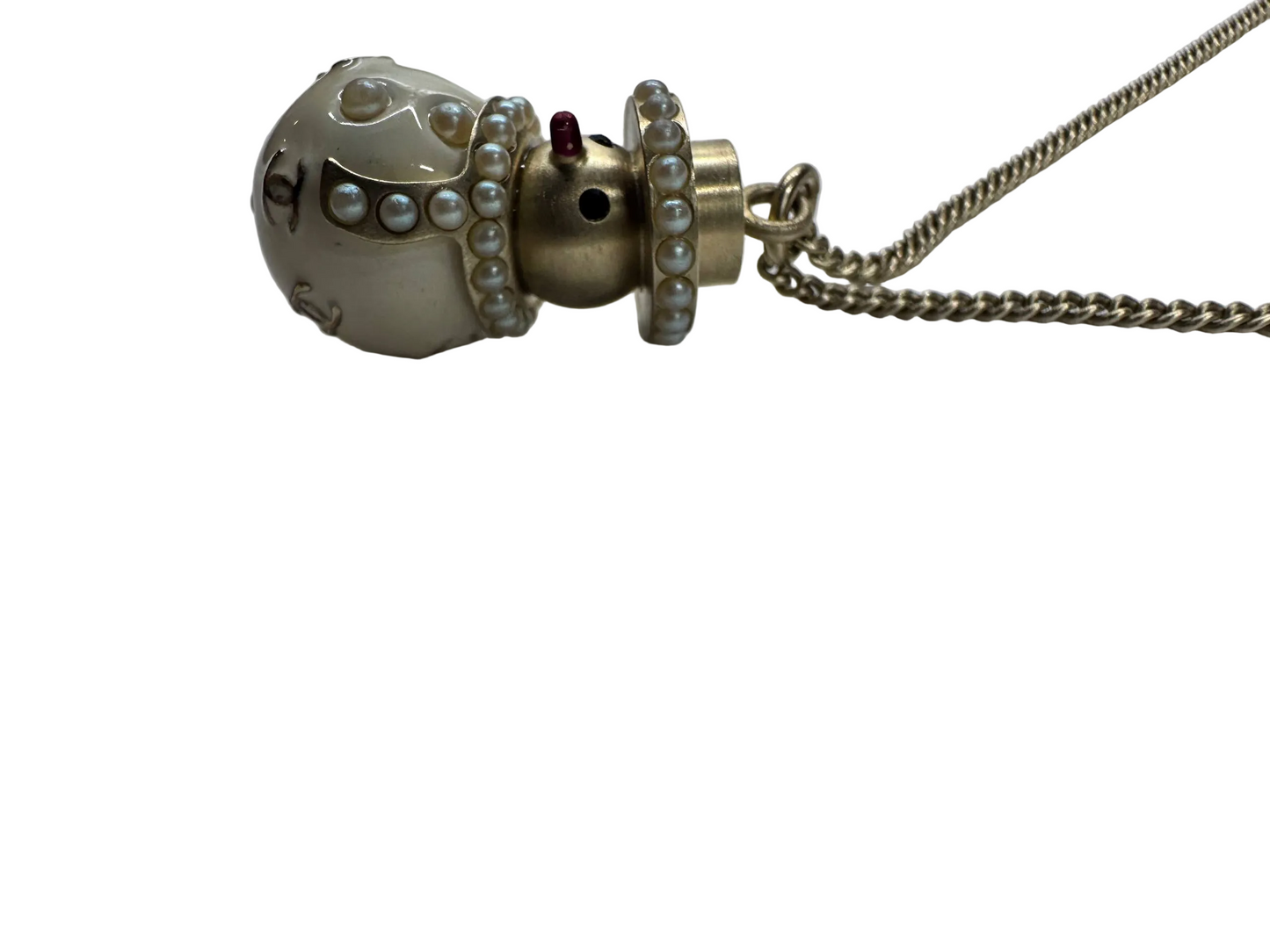 Extremely Rare Chanel c.2005 Snowman Pendant Necklace