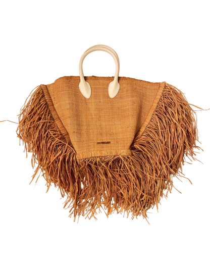 Jacquemus Le Baci Fringed Straw Beach Tote Bag