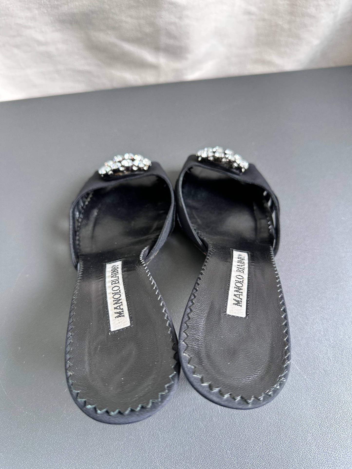 Manolo Blahnik Crystal Black Mules Heels