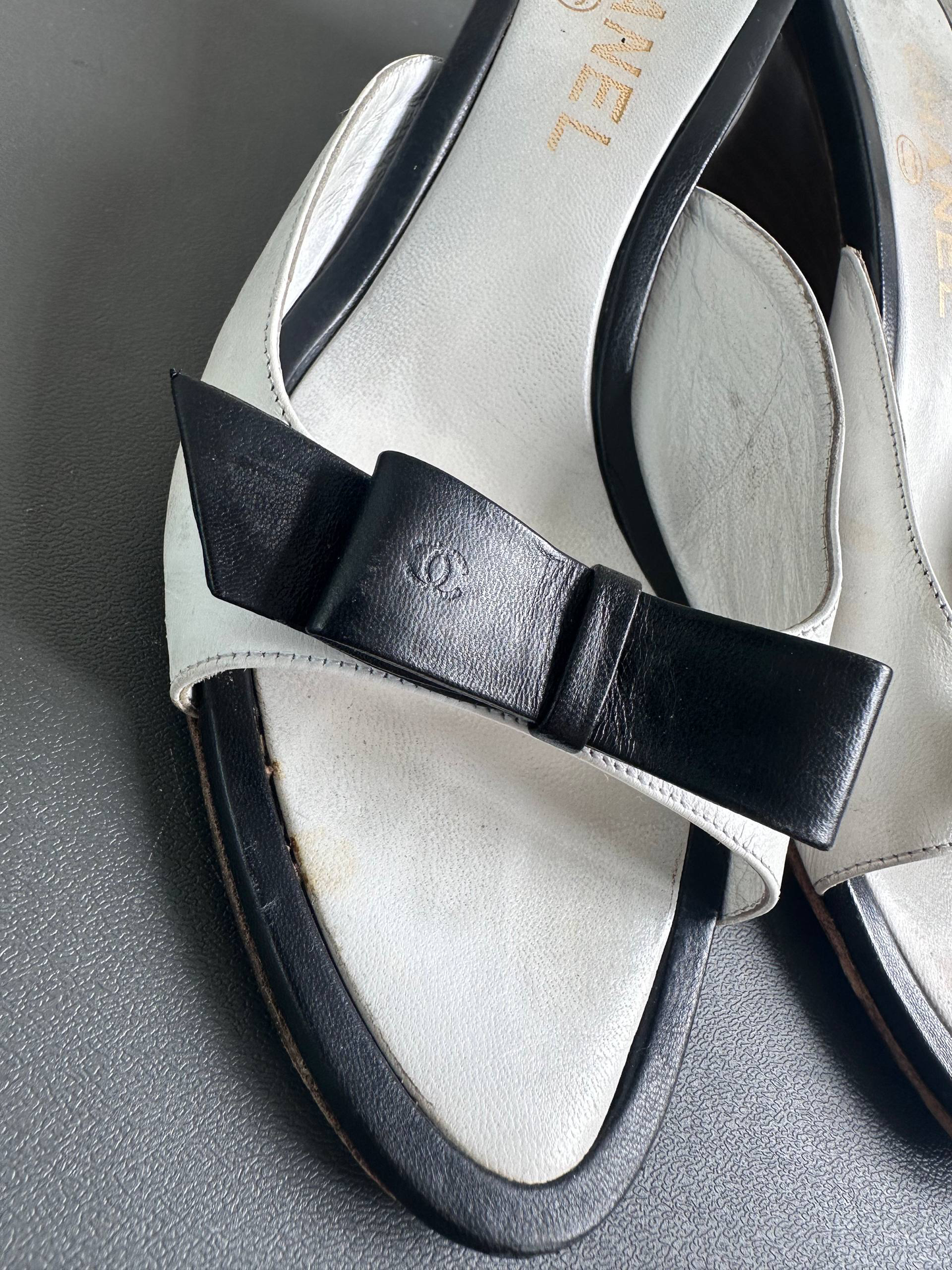 Chanel Vintage Ribbon Mules Heels