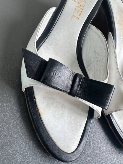 Chanel Vintage Ribbon Mules Heels