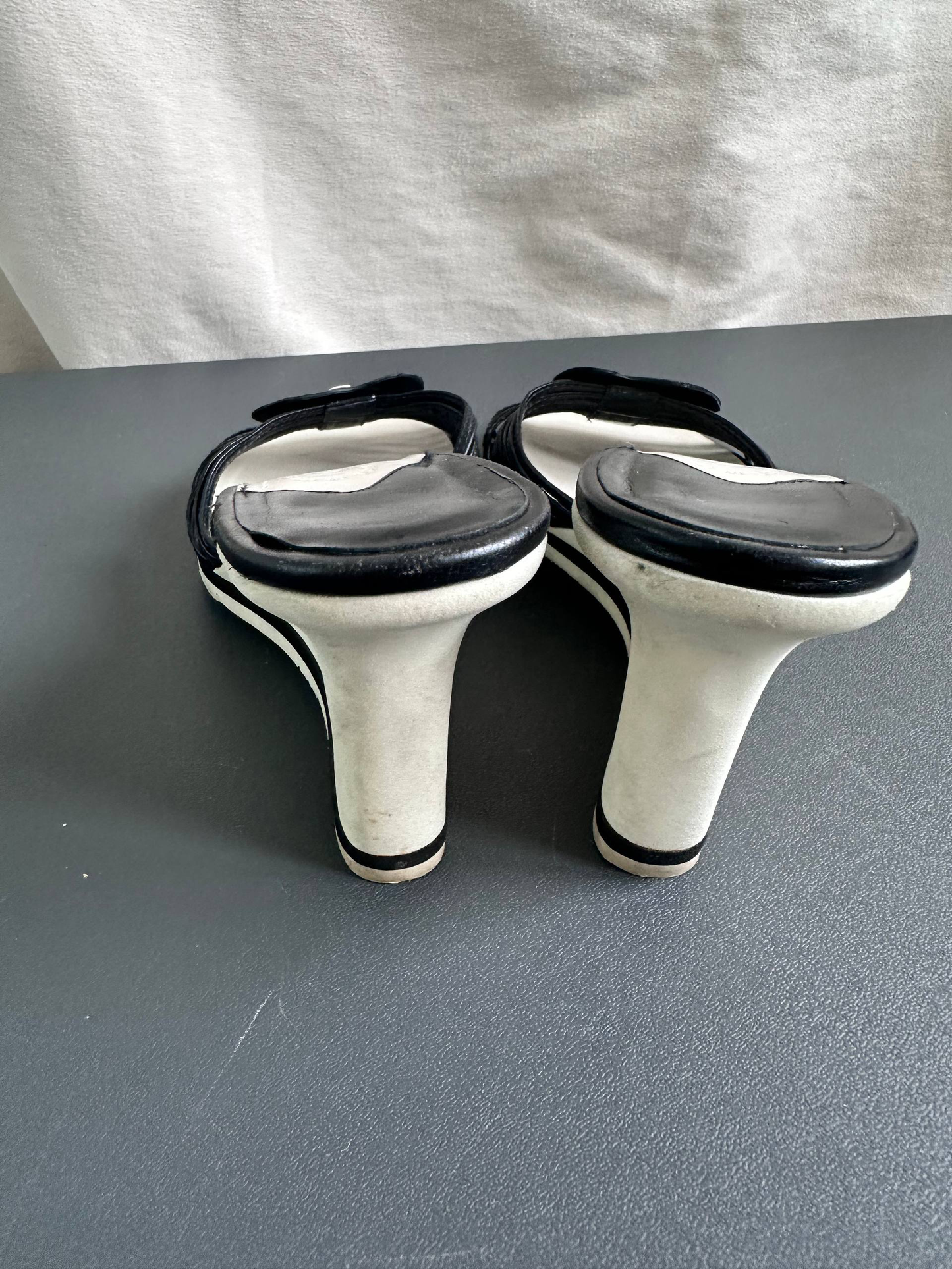 Chanel Archive Camellia Black Mules Heels