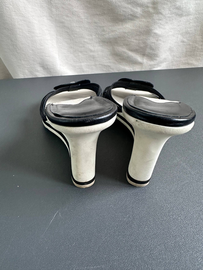 Chanel Archive Camellia Black Mules Heels
