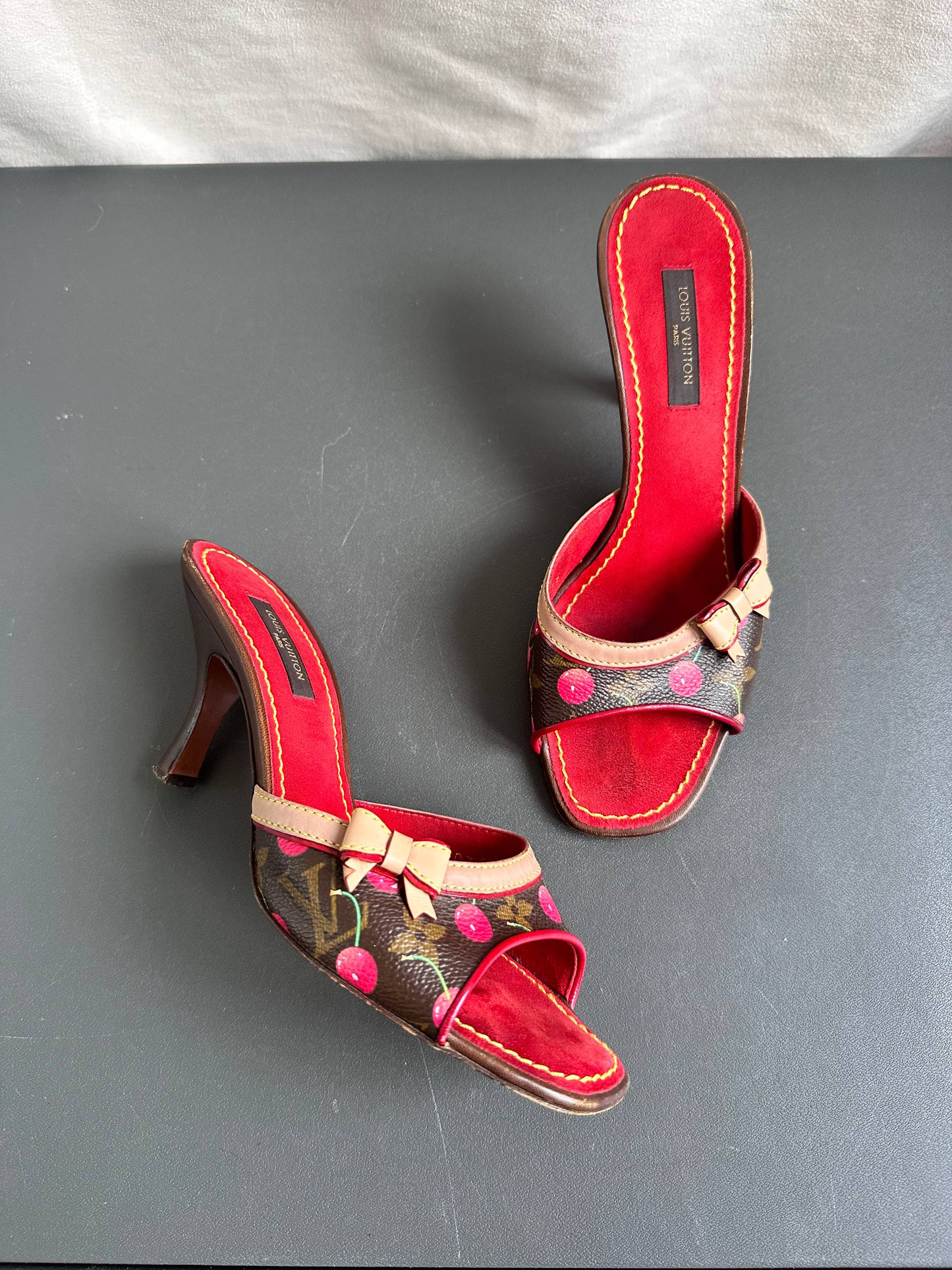 Rare 2005 Louis Vuitton Takashi Murakami Cherry Ribbon Mule Sandals
