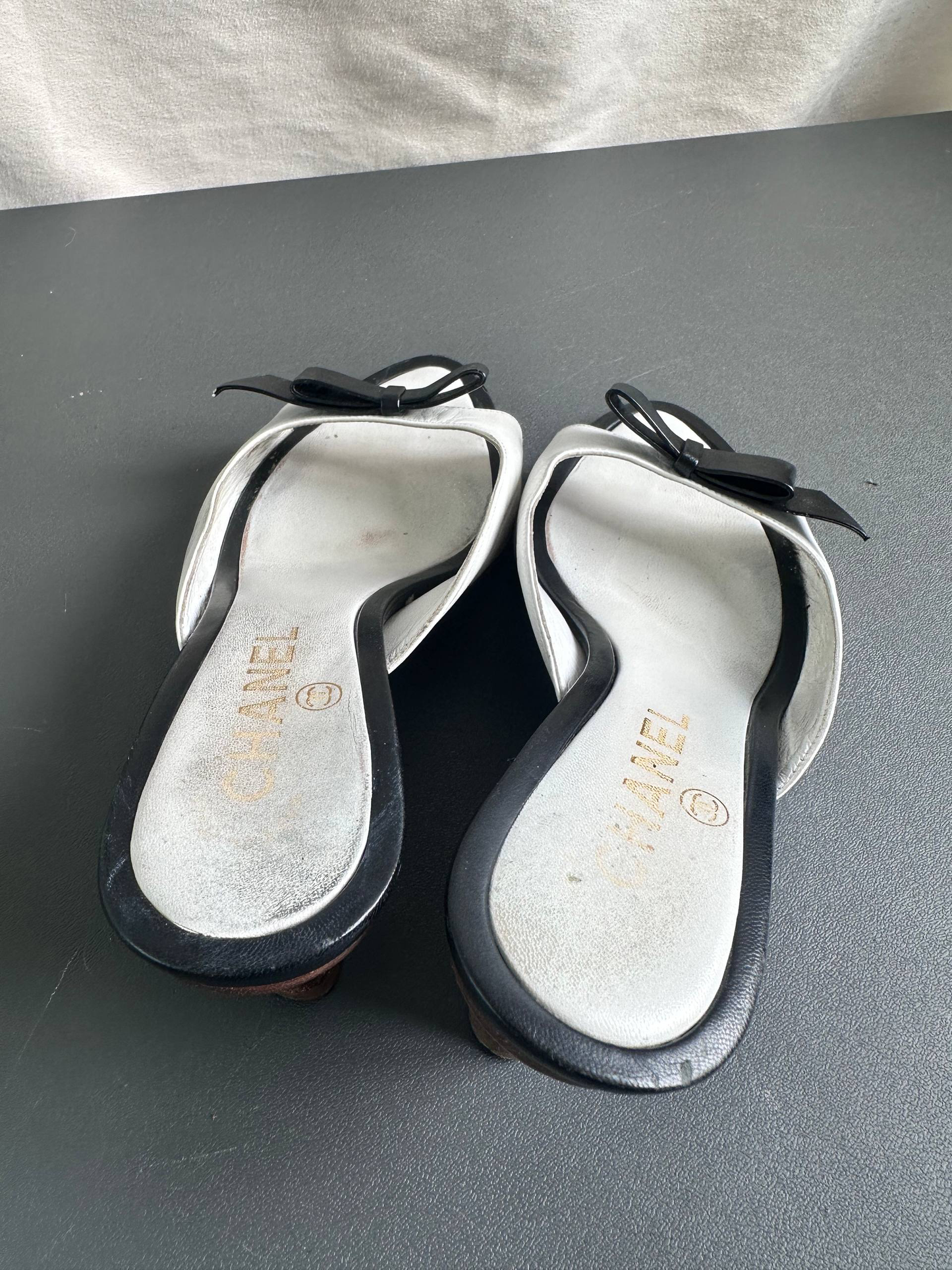 Chanel Vintage Ribbon Mules Heels