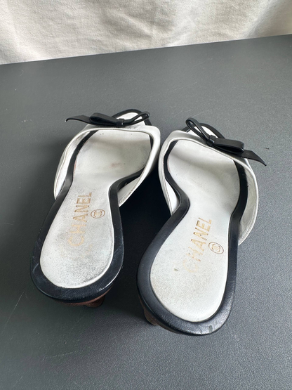 Chanel Vintage Ribbon Mules Heels