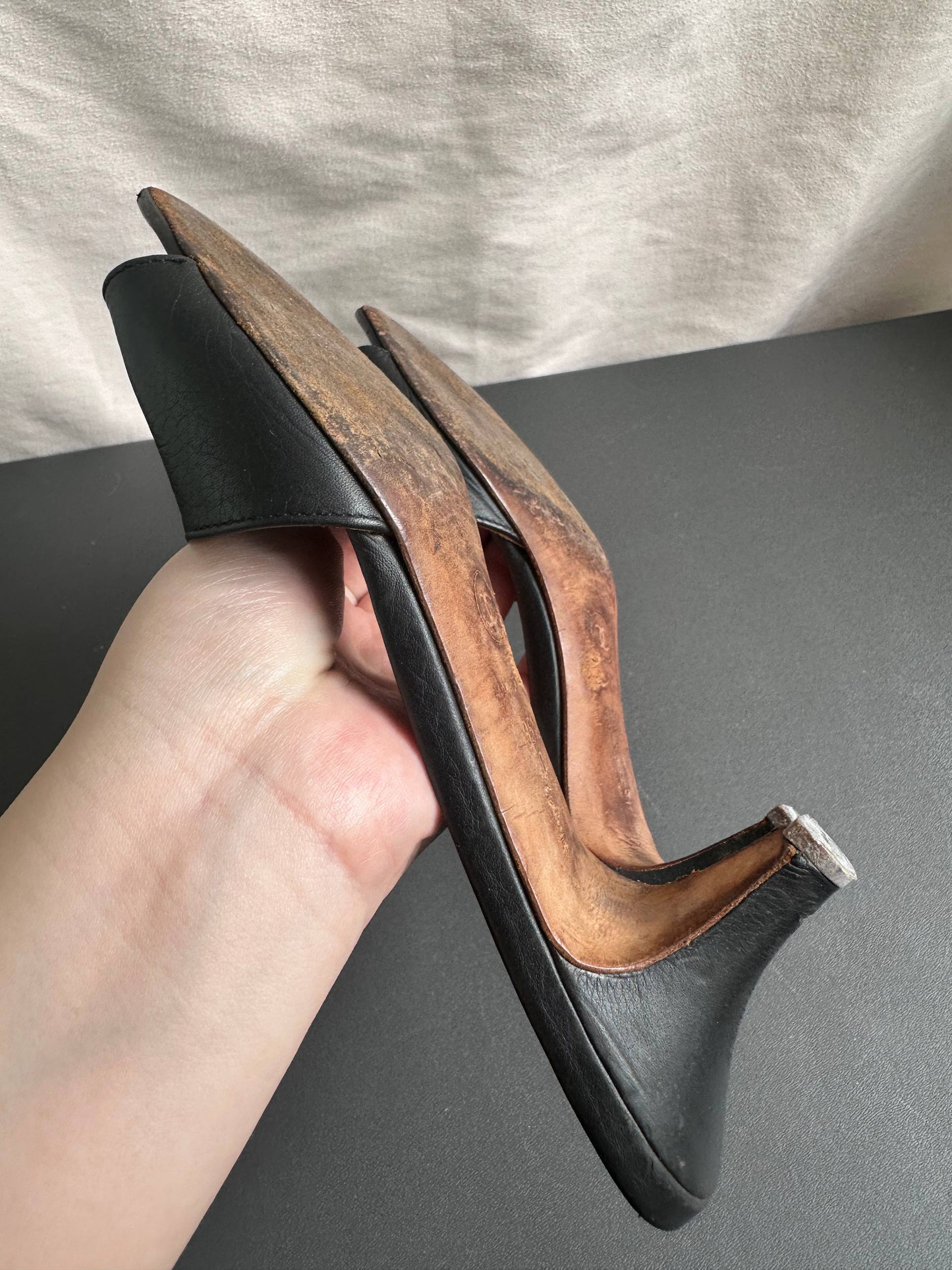 Chanel CC Black Leather Mules Heels