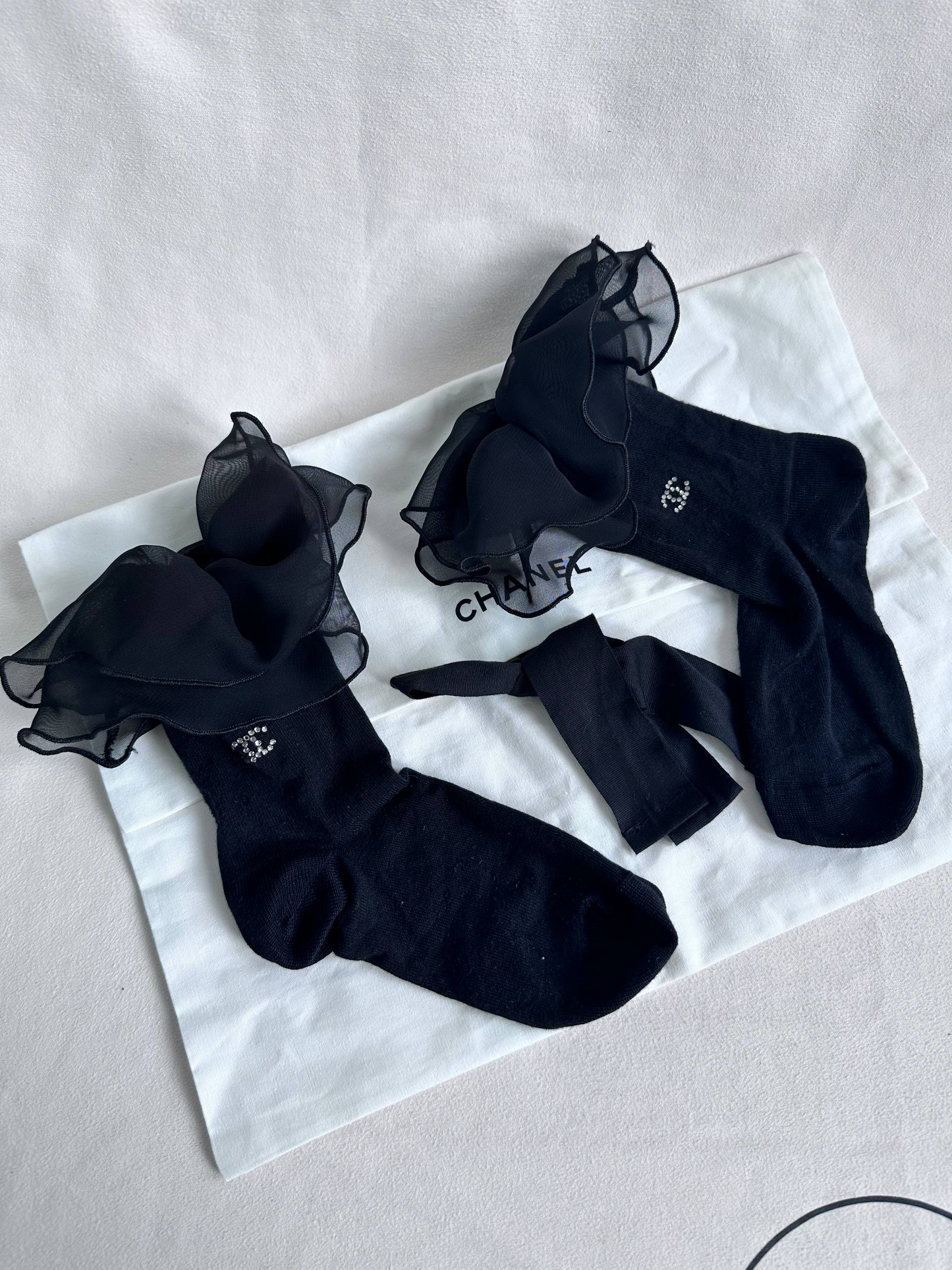 Chanel Crystal CC Ruffle Socks