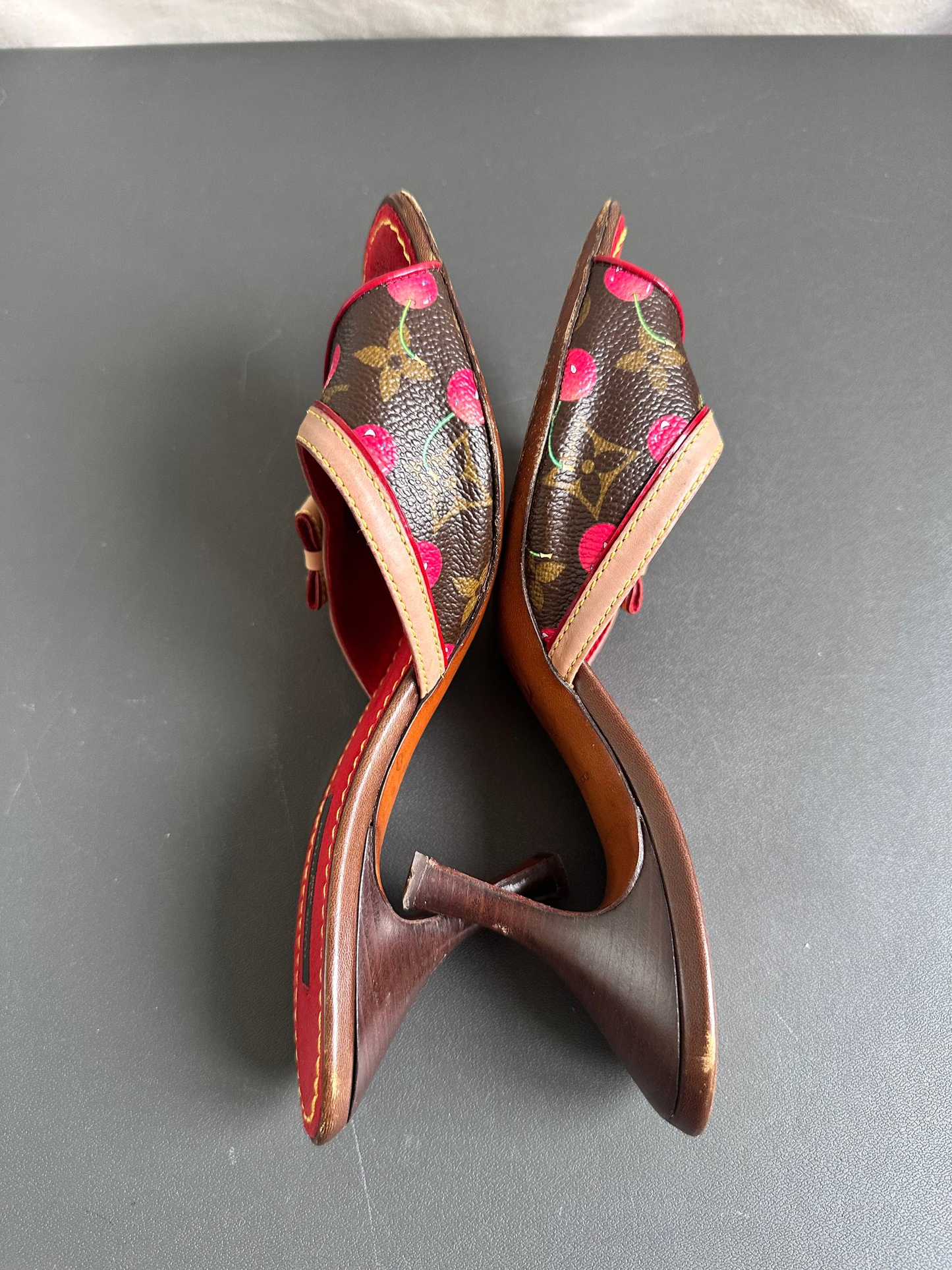 Rare 2005 Louis Vuitton Takashi Murakami Cherry Ribbon Mule Sandals