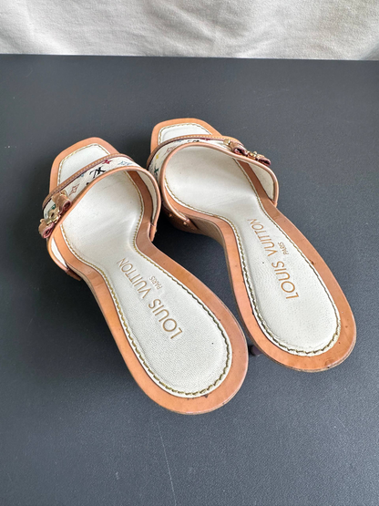 Louis Vuitton 2003 White Takashi Murakami Ribbon Mules Heels