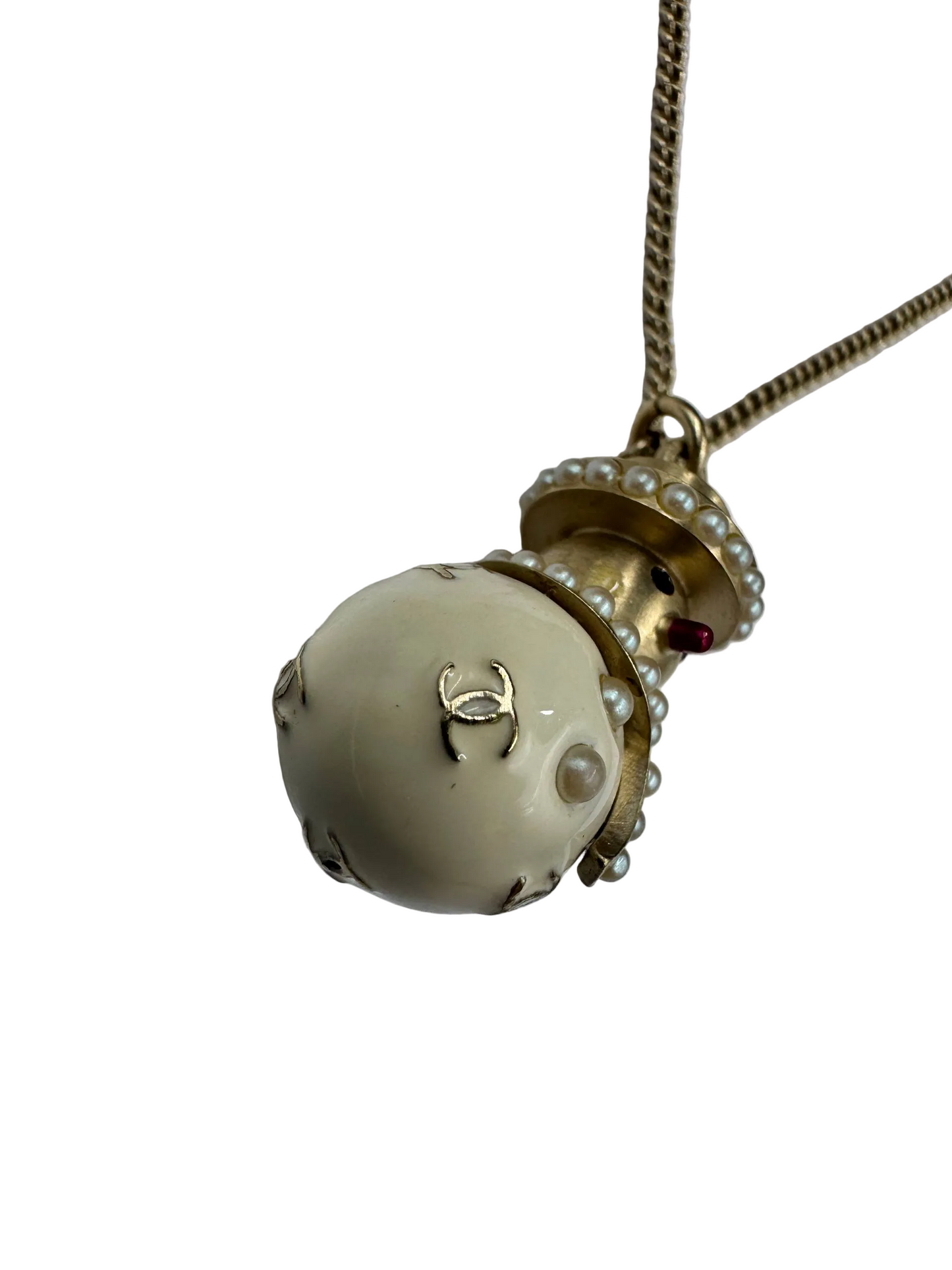 Extremely Rare Chanel c.2005 Snowman Pendant Necklace