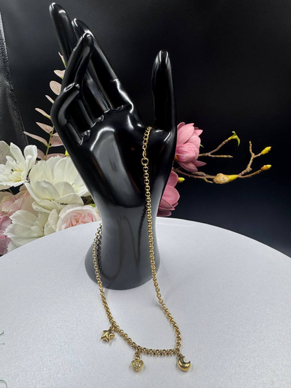 Rare Christian Dior Vintage Gold Plated Charm Necklace