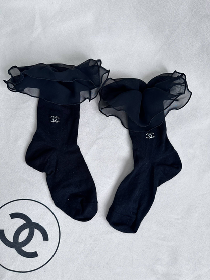 Chanel Crystal CC Ruffle Socks