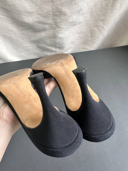 Manolo Blahnik Crystal Black Mules Heels
