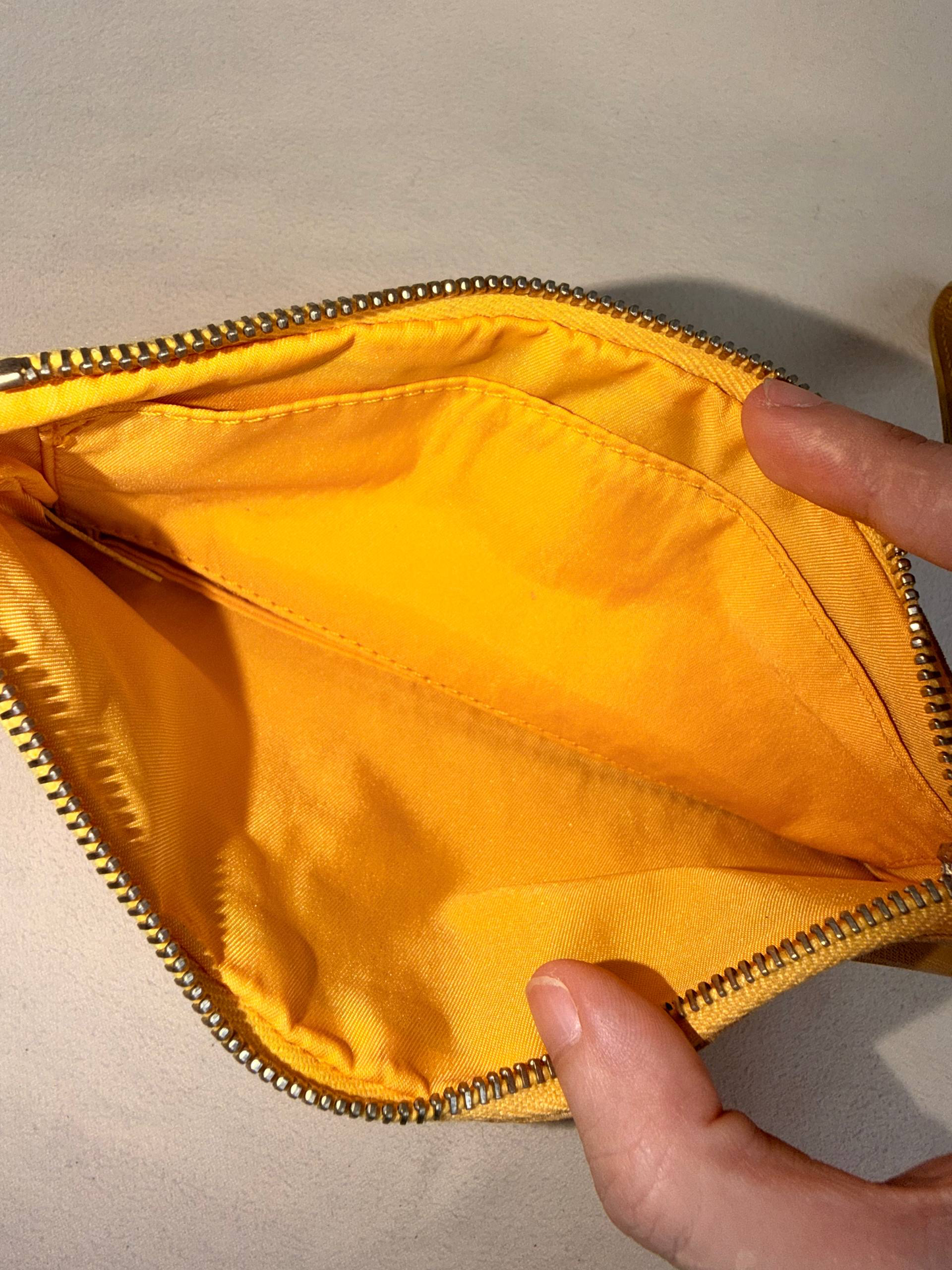 Chanel Travel Line Clutch Pouch Wallet Yellow Canvas