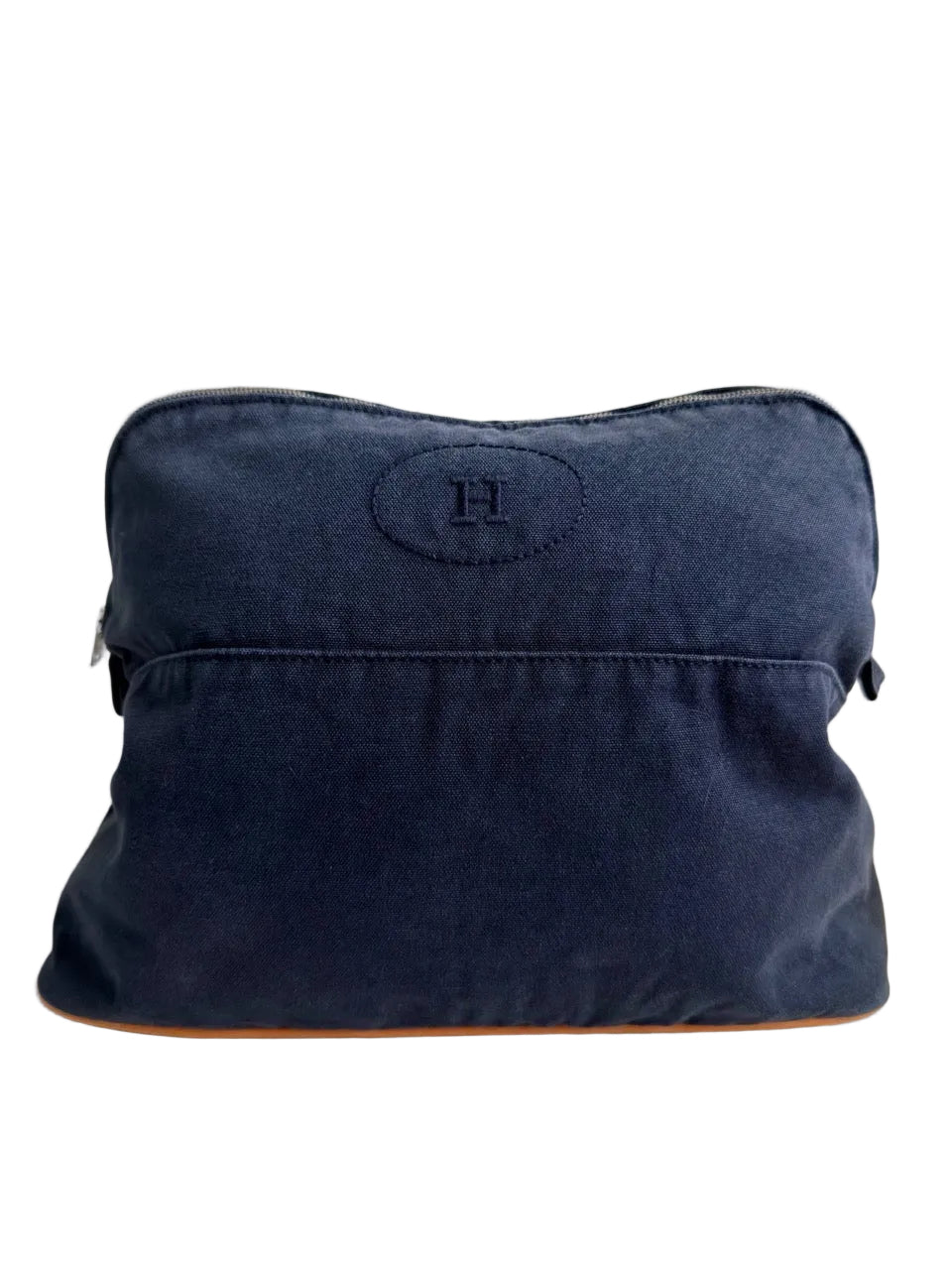 Hermes Medium Bolide Case Toiletry Pouch Navy