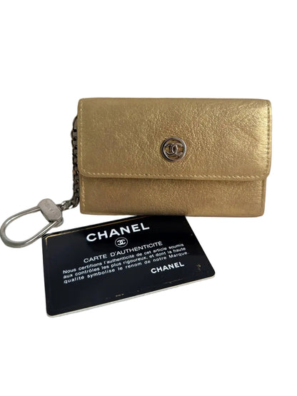 Chanel Key Pouch Bag Charm Gold Metallic