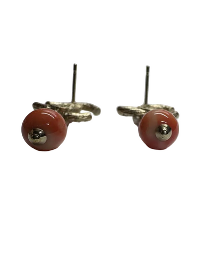 Chanel Classic CC Coral Pearl Earrings