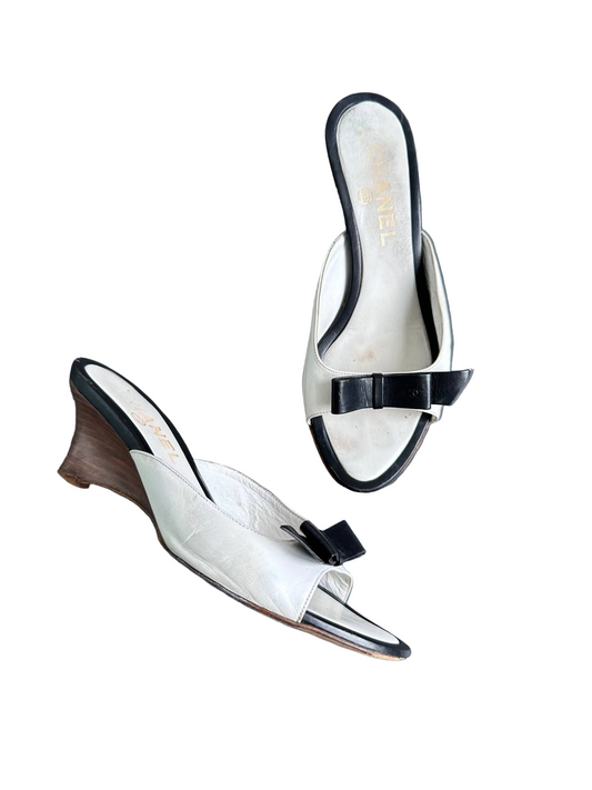 Chanel Vintage Ribbon Mules Heels