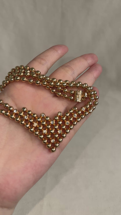 Rare Dior Vintage Gold Tone Waterfall Statement Necklace Crystals